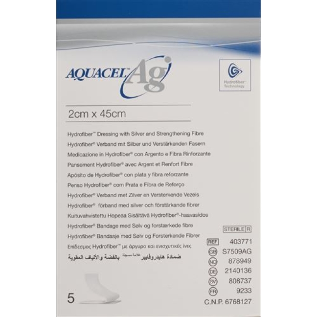 Aquacel Ag Hydrofiber Silber Tamponade 2x45см 5 штук