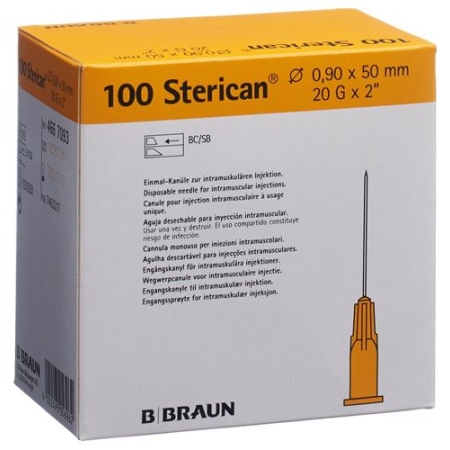 Sterican Nadel 20г 0.90x50мм Gelb Luer 100 штук