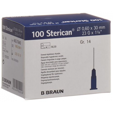 Sterican Nadel 23г 0.60x30мм Blau Luer 100 штук