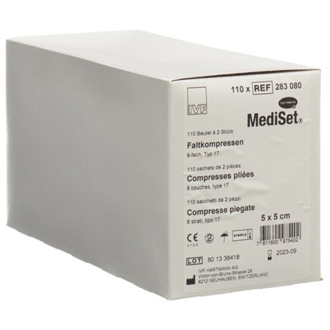 MediSet Faltkompressen 5x5см Typ 17 8-fach 110x 2 штуки MediSet Faltkompressen 5x5см Typ 17 8-fach 110x 2 штуки