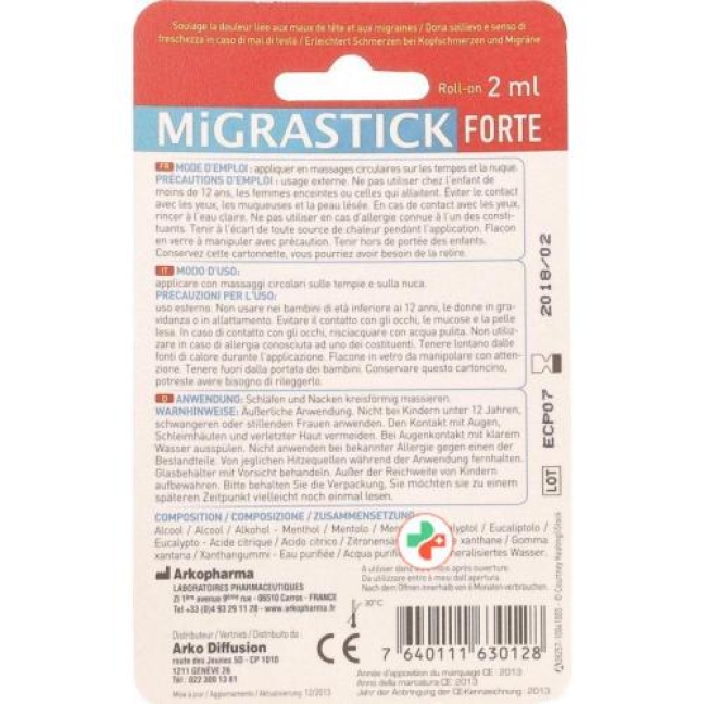 Arkopharma Migrastick Forte Dm Stick Bille 2мл Arkopharma Migrastick Forte Dm Stick Bille 2мл