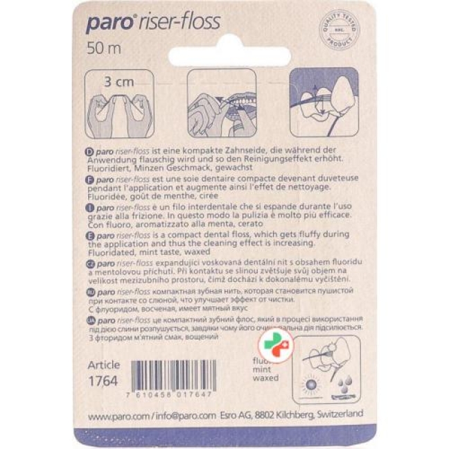 Paro Riser Floss 50m Gewachst Mint mit Fluorid