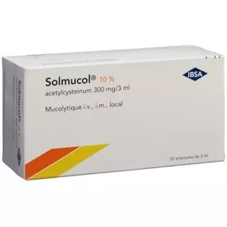 Солмукол 10% раствор для инъекций 300 мг / 3 мл 50 ампул по 3 мл