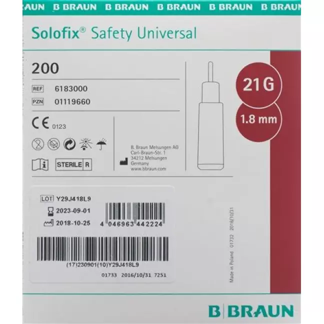 Solofix Safety Universal Einmallanzetten 21Gx1.8мм 200 штук Solofix Safety Universal Einmallanzetten 21Gx1.8мм 200 штук