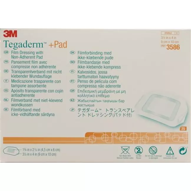 3M Tegaderm + Pad 9x10см / Wundkissen 4.5x6см 25 штук