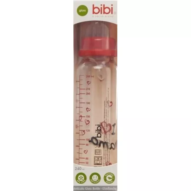 Bibi Sh-Flasche Glas Denm 240мл Mapa Ass