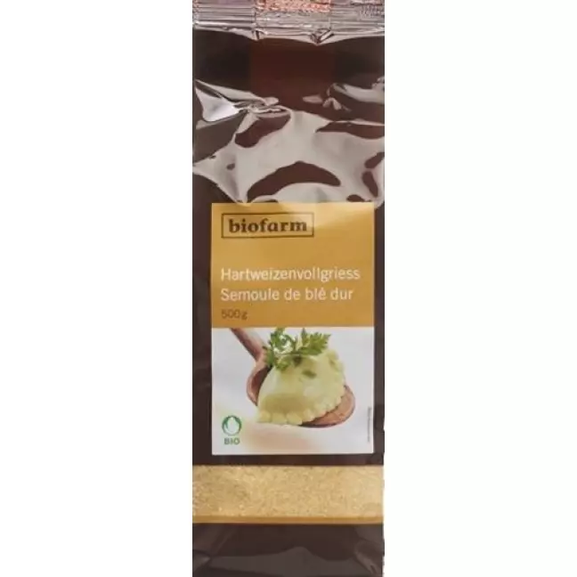 Biofarm Hartweizenvollgries Knospe в пакетиках 500г Biofarm Hartweizenvollgries Knospe в пакетиках 500г