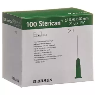 Sterican Nadel 21г 0.80x40мм Grun Luer 100 штук