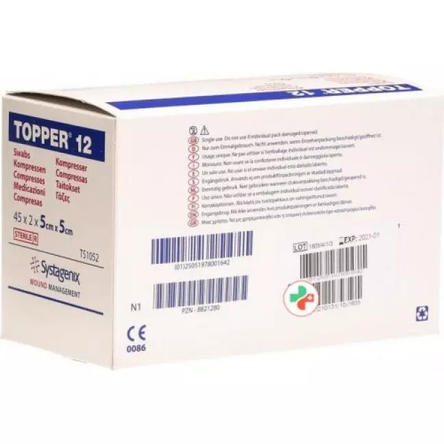 Topper 12 Einmal-Kompressen 5x5см стерильный 45 пакетиков a 2 штуки Topper 12 Einmal-Kompressen 5x5см стерильный 45 пакетиков a 2 штуки