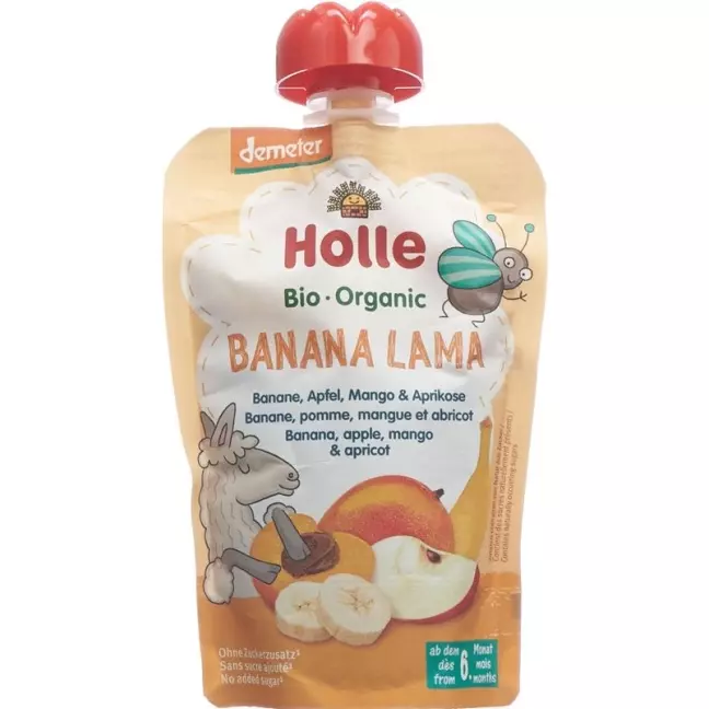 Holle Banan Lama - Пакетики с бананом, яблоком, манго и абрикосом, 100 г.